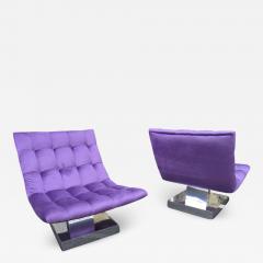 Milo Baughman Magnificent Pair of Restored Milo Baughman Chrome Cube Slipper Lounge Chairs - 1200969