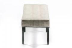 Milo Baughman Mid Century Black Enameled Metal Bench with Tufted Gold Ivory Upholstery - 3975186