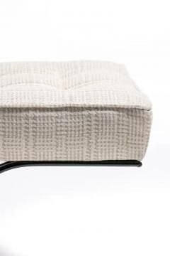 Milo Baughman Mid Century Black Enameled Metal Bench with Tufted Gold Ivory Upholstery - 3975192