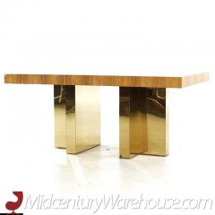 Milo Baughman Mid Century Brazilian Rosewood and Brass Expanding Dining Table with 1 Leaf - 3219956
