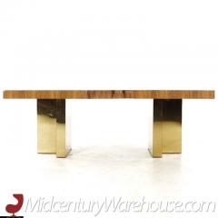 Milo Baughman Mid Century Brazilian Rosewood and Brass Expanding Dining Table with 1 Leaf - 3219968