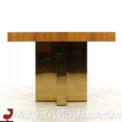 Milo Baughman Mid Century Brazilian Rosewood and Brass Expanding Dining Table with 1 Leaf - 3219969