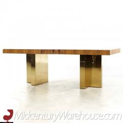 Milo Baughman Mid Century Brazilian Rosewood and Brass Expanding Dining Table with 1 Leaf - 3219977