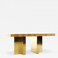 Milo Baughman Mid Century Brazilian Rosewood and Brass Expanding Dining Table with 1 Leaf - 3223580