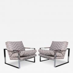 Milo Baughman Mid Century Chrome Lounge Chairs Milo Baughman style Pair - 3036324