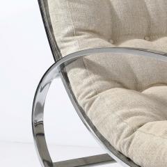 Milo Baughman Mid Century Chrome Rocking Lounge Chair w Button Detailing by Milo Baughman - 4744706