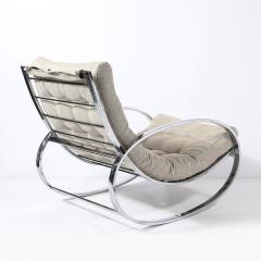 Milo Baughman Mid Century Chrome Rocking Lounge Chair w Button Detailing by Milo Baughman - 4744715