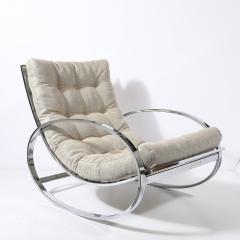Milo Baughman Mid Century Chrome Rocking Lounge Chair w Button Detailing by Milo Baughman - 4744716