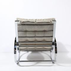 Milo Baughman Mid Century Chrome Rocking Lounge Chair w Button Detailing by Milo Baughman - 4744727