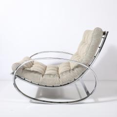Milo Baughman Mid Century Chrome Rocking Lounge Chair w Button Detailing by Milo Baughman - 4744739