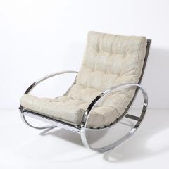 Milo Baughman Mid Century Chrome Rocking Lounge Chair w Button Detailing by Milo Baughman - 4744749