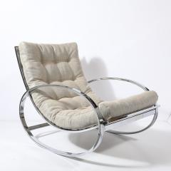 Milo Baughman Mid Century Chrome Rocking Lounge Chairs w Button Detailing by Milo Baughman - 4347617