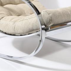 Milo Baughman Mid Century Chrome Rocking Lounge Chairs w Button Detailing by Milo Baughman - 4347618