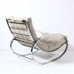 Milo Baughman Mid Century Chrome Rocking Lounge Chairs w Button Detailing by Milo Baughman - 4347619