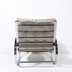 Milo Baughman Mid Century Chrome Rocking Lounge Chairs w Button Detailing by Milo Baughman - 4347620