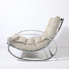 Milo Baughman Mid Century Chrome Rocking Lounge Chairs w Button Detailing by Milo Baughman - 4347622
