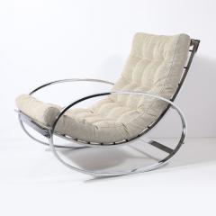 Milo Baughman Mid Century Chrome Rocking Lounge Chairs w Button Detailing by Milo Baughman - 4347624