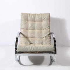 Milo Baughman Mid Century Chrome Rocking Lounge Chairs w Button Detailing by Milo Baughman - 4347625