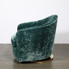 Milo Baughman Mid Century Milo Baughman Swivel Tilt Club Chair W Brass Base in Smoked Emerald - 4744738