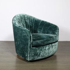 Milo Baughman Mid Century Milo Baughman Swivel Tilt Club Chair W Brass Base in Smoked Emerald - 4744741