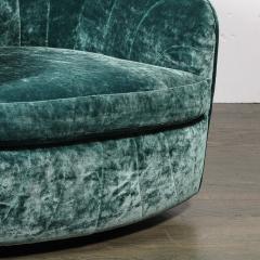 Milo Baughman Mid Century Milo Baughman Swivel Tilt Club Chair W Brass Base in Smoked Emerald - 4744754
