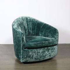 Milo Baughman Mid Century Milo Baughman Swivel Tilt Club Chair W Brass Base in Smoked Emerald - 4744811