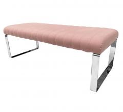 Milo Baughman Mid Century Modern Chrome and Channel Upholstered Bench After Milo Baughman - 2233783