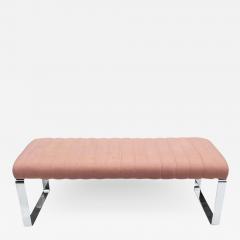 Milo Baughman Mid Century Modern Chrome and Channel Upholstered Bench After Milo Baughman - 2237210