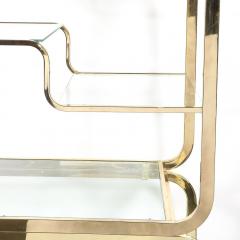 Milo Baughman Mid Century Modern Curvilinear Polished Brass Glass Etagere by Milo Baughman - 4403738