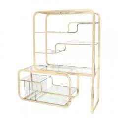 Milo Baughman Mid Century Modern Curvilinear Polished Brass Glass Etagere by Milo Baughman - 4403741