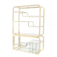 Milo Baughman Mid Century Modern Curvilinear Polished Brass Glass Etagere by Milo Baughman - 4403745