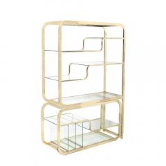 Milo Baughman Mid Century Modern Curvilinear Polished Brass Glass Etagere by Milo Baughman - 4403748