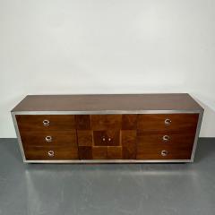Milo Baughman Mid Century Modern Milo Baughman Sideboard Dresser Burlwood Chrome - 2947524
