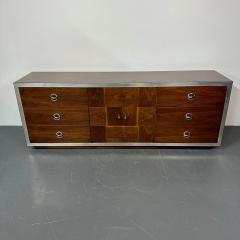 Milo Baughman Mid Century Modern Milo Baughman Sideboard Dresser Burlwood Chrome - 2947525