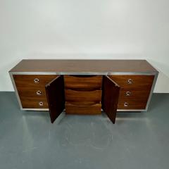 Milo Baughman Mid Century Modern Milo Baughman Sideboard Dresser Burlwood Chrome - 2947530
