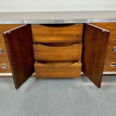 Milo Baughman Mid Century Modern Milo Baughman Sideboard Dresser Burlwood Chrome - 2947531