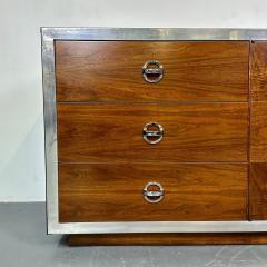 Milo Baughman Mid Century Modern Milo Baughman Sideboard Dresser Burlwood Chrome - 2947534