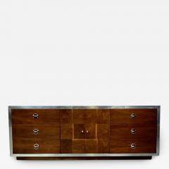 Milo Baughman Mid Century Modern Milo Baughman Sideboard Dresser Burlwood Chrome - 2957015