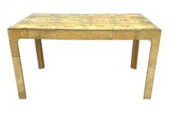 Milo Baughman Mid Century Modern Rectangular Parsons Small Scale Dining Table in Burl Wood - 3639367