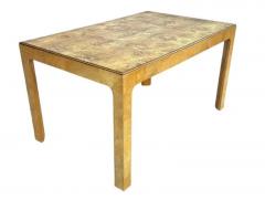 Milo Baughman Mid Century Modern Rectangular Parsons Small Scale Dining Table in Burl Wood - 3639374