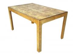 Milo Baughman Mid Century Modern Rectangular Parsons Small Scale Dining Table in Burl Wood - 3639377