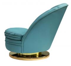 Milo Baughman Mid Century Modern Slipper Lounge Chair by Milo Baughman with Brass Swivel Base - 2994003