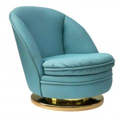 Milo Baughman Mid Century Modern Slipper Lounge Chair by Milo Baughman with Brass Swivel Base - 2994009