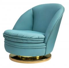 Milo Baughman Mid Century Modern Slipper Lounge Chair by Milo Baughman with Brass Swivel Base - 2994012