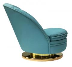 Milo Baughman Mid Century Modern Slipper Lounge Chair by Milo Baughman with Brass Swivel Base - 2994033