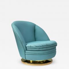 Milo Baughman Mid Century Modern Slipper Lounge Chair by Milo Baughman with Brass Swivel Base - 2996553