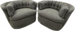 Milo Baughman Mid Century Modern Style Swivel Rolling Lounge Chairs Baughman Style Boucle - 2906591