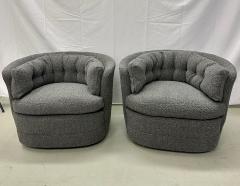 Milo Baughman Mid Century Modern Style Swivel Rolling Lounge Chairs Baughman Style Boucle - 2906592