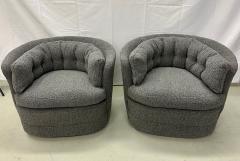 Milo Baughman Mid Century Modern Style Swivel Rolling Lounge Chairs Baughman Style Boucle - 2906593