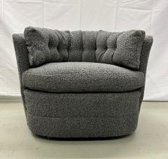 Milo Baughman Mid Century Modern Style Swivel Rolling Lounge Chairs Baughman Style Boucle - 2906596